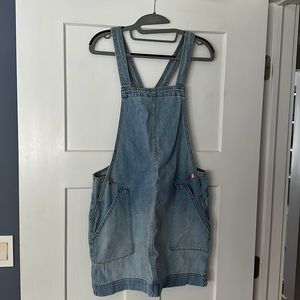Denim overall mini dress
